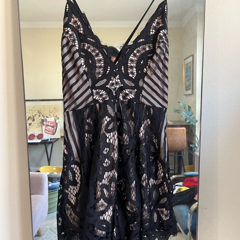 Black Lace Sleeveless Romper